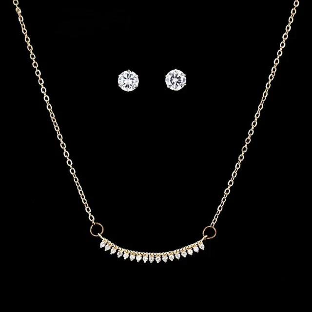 2Ct Round Lab Created Diamond Pendant Earrings Set 14K Yellow Gold Plated