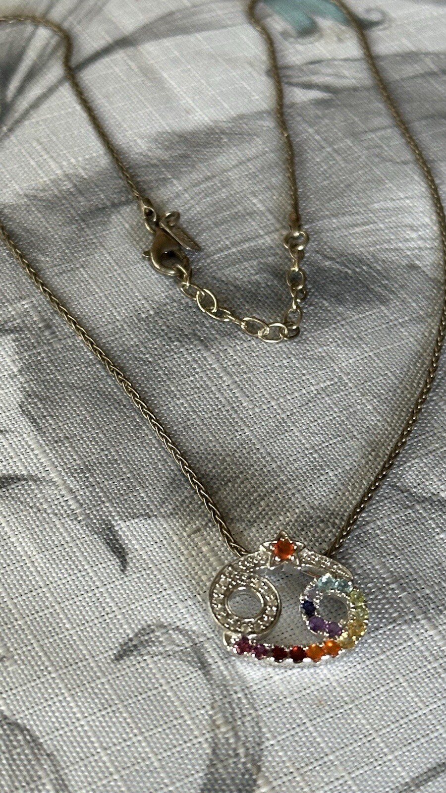 June Multigemstone Horoscope Silver Pendant