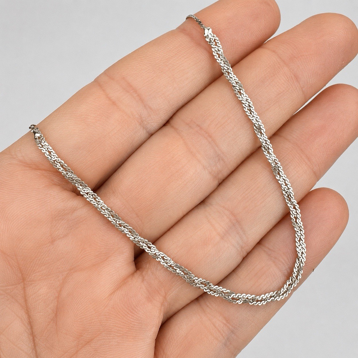 Vintage Italy Sterling Silver 925 Braided Woven Serpentine Chain Necklace 15.75″