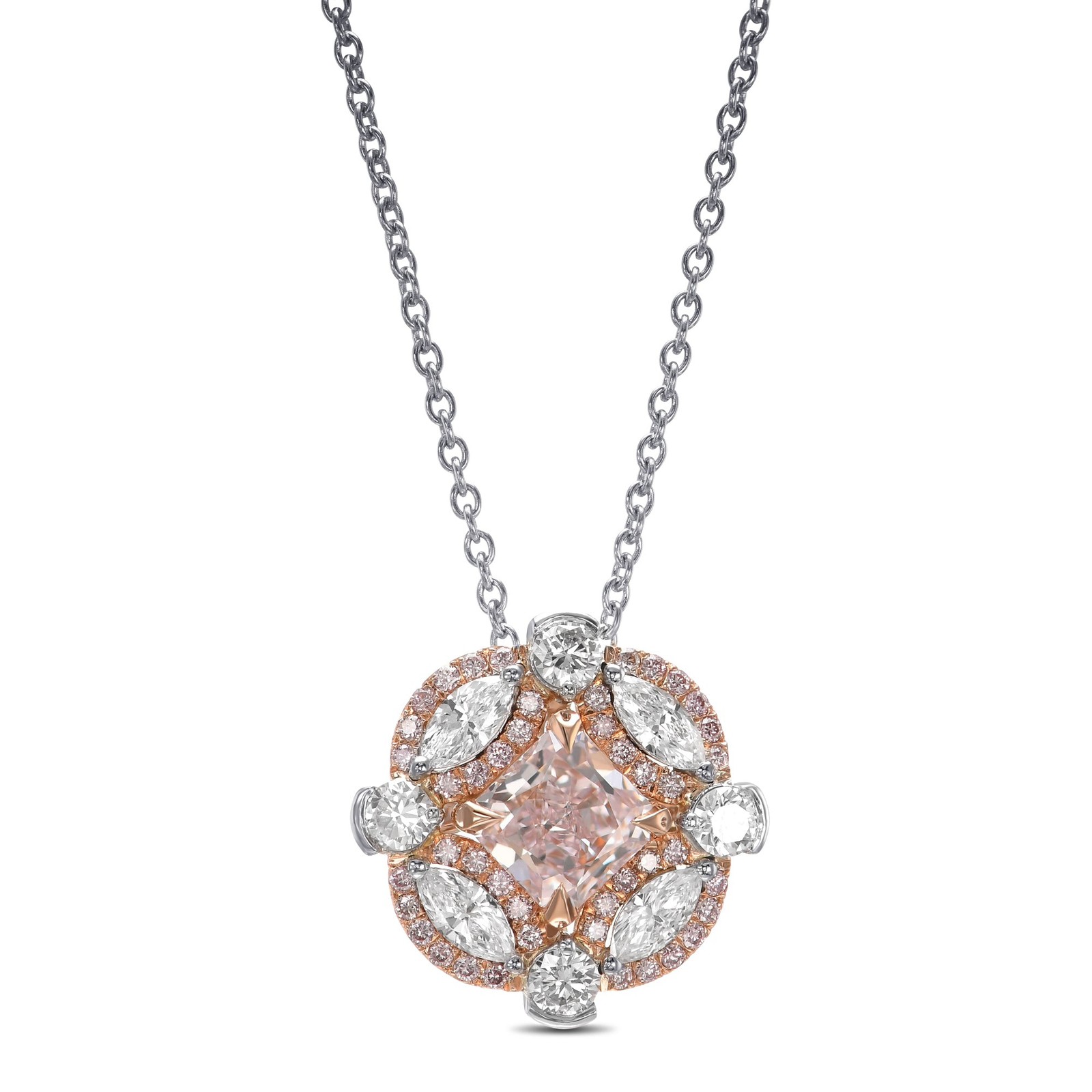 1.84Ct Fancy Light Pink Cushion Moissanite Pendant 925 Sterling Silver Necklace