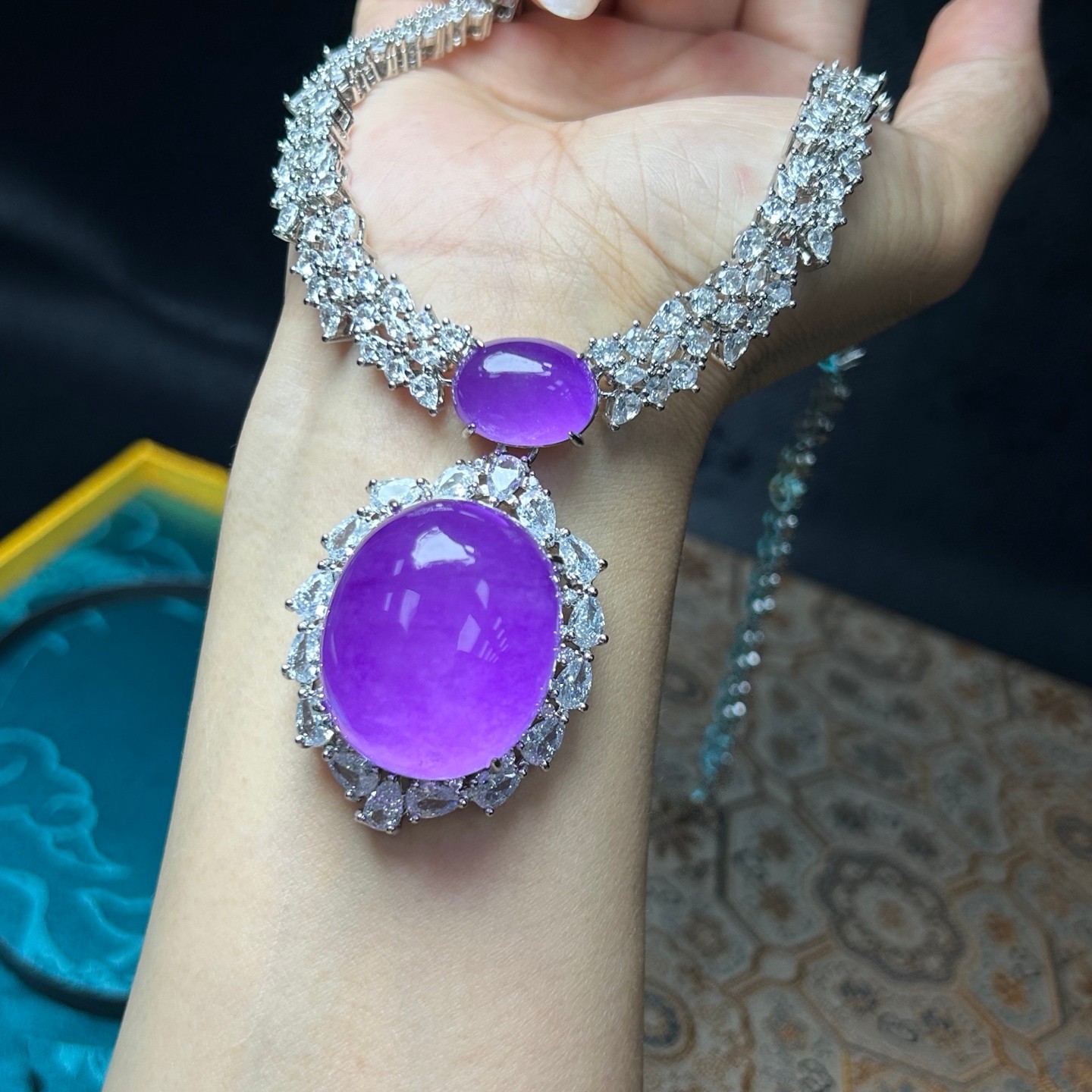 Real Natural Perfect High Ice Lavender Myanmar Jade Jadeite Pendant&Necklaces