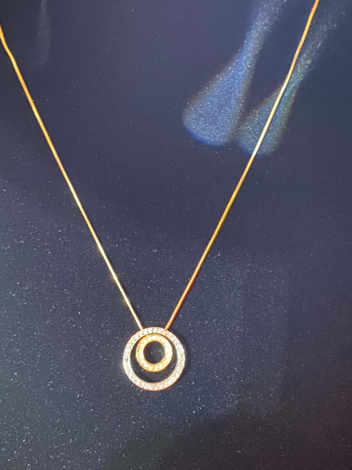 Effy Designer Solid 14K Two-Tone Gold Diamond Double Circle Pendant 20″