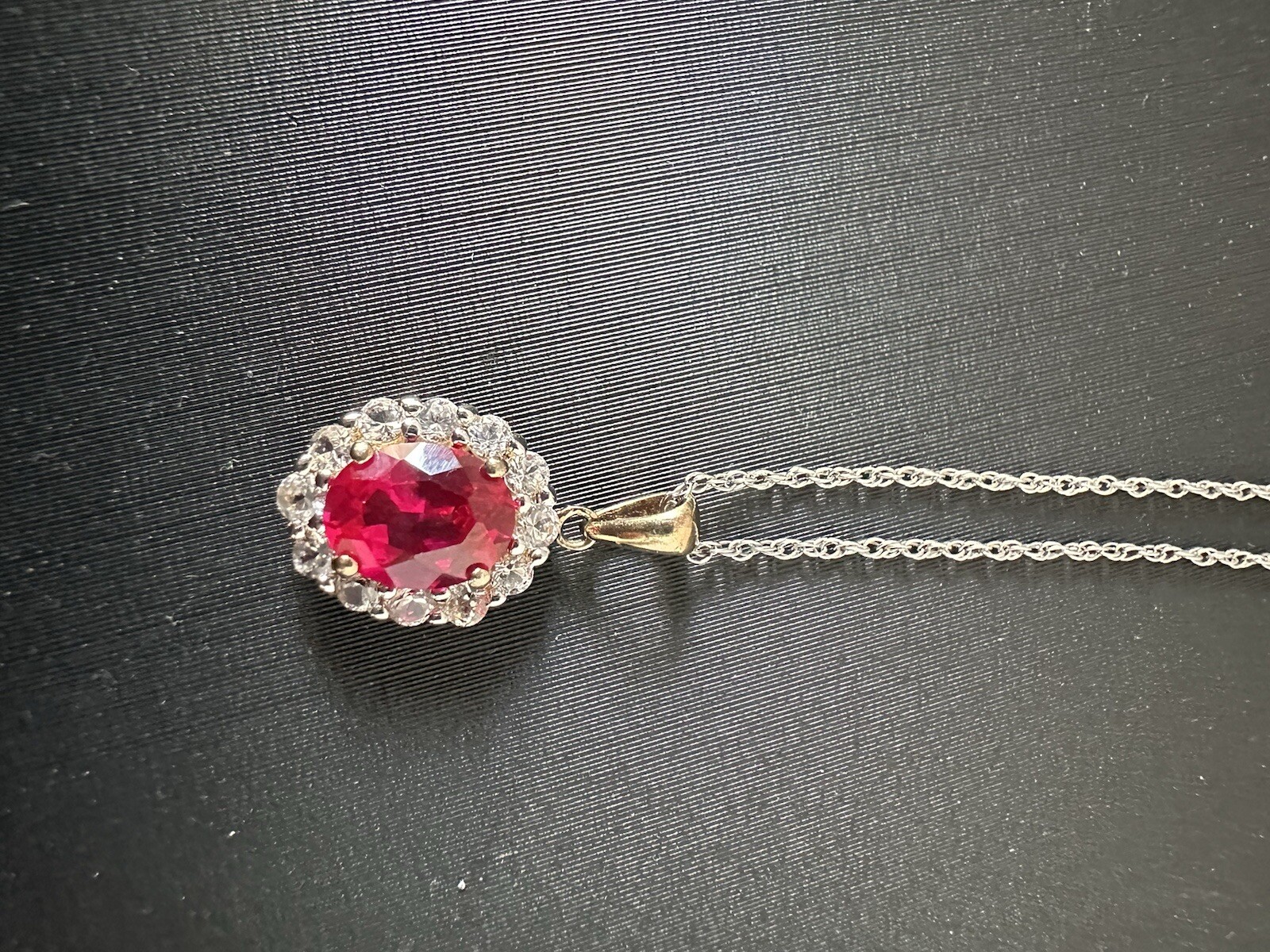 Red Pendant Diamond Sterling Silver Necklace $125