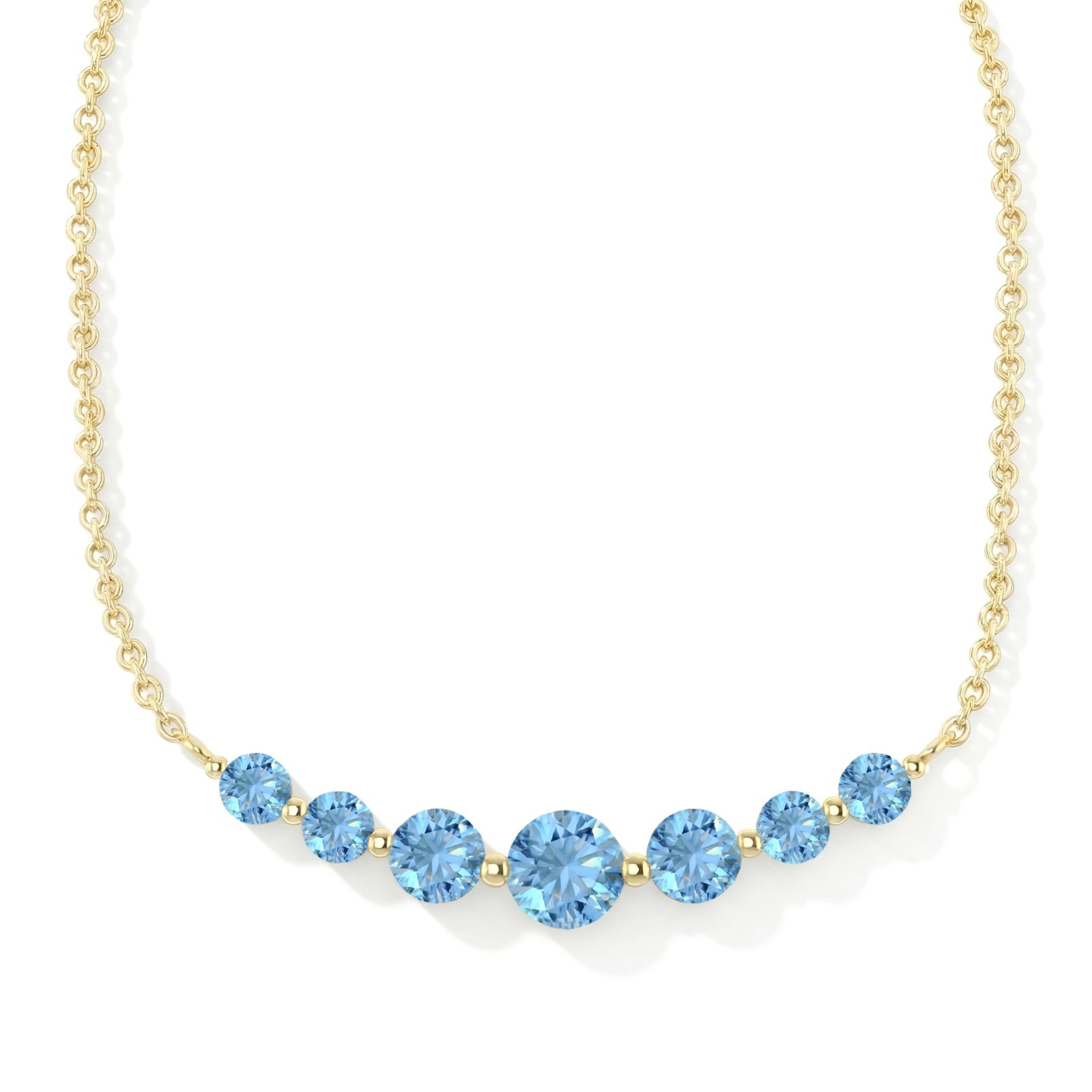 Blue Topaz Necklace, December Birthstone Gemstone Bar Necklace, Gift For Her