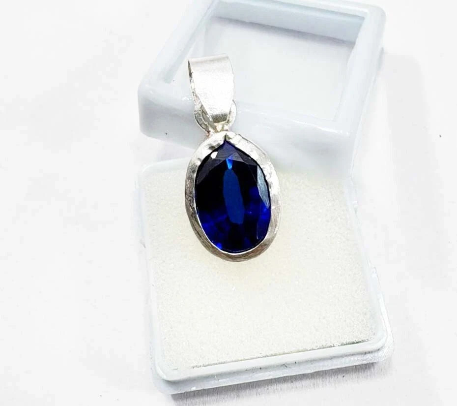 Natural Blue Sapphire Pendant 19.45Ct Necklace Pendant Gemstone 8
