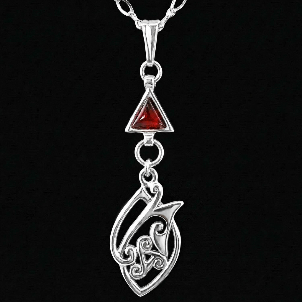 Vintage 925 Sterling Silver Cherry Baltic Amber Celtic Knot Necklace
