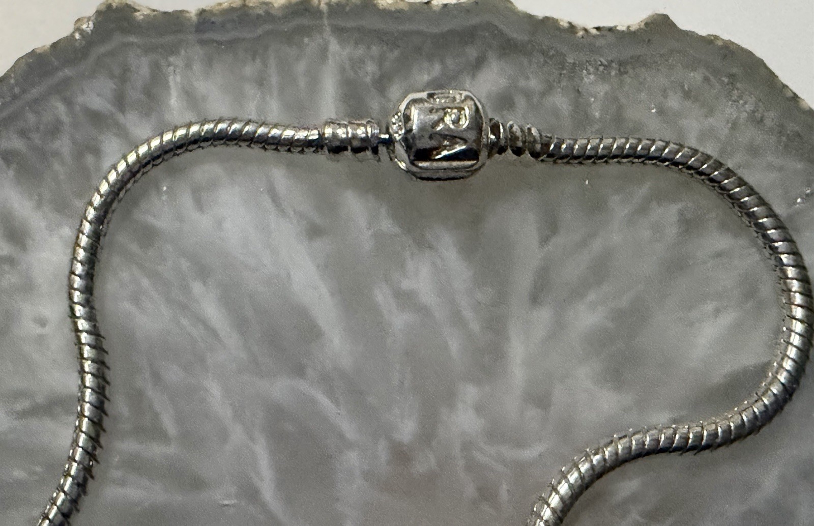 Pandora 18 Inch Cable Chain 925 Silver Necklace + 11 Glass Beads some marked 925