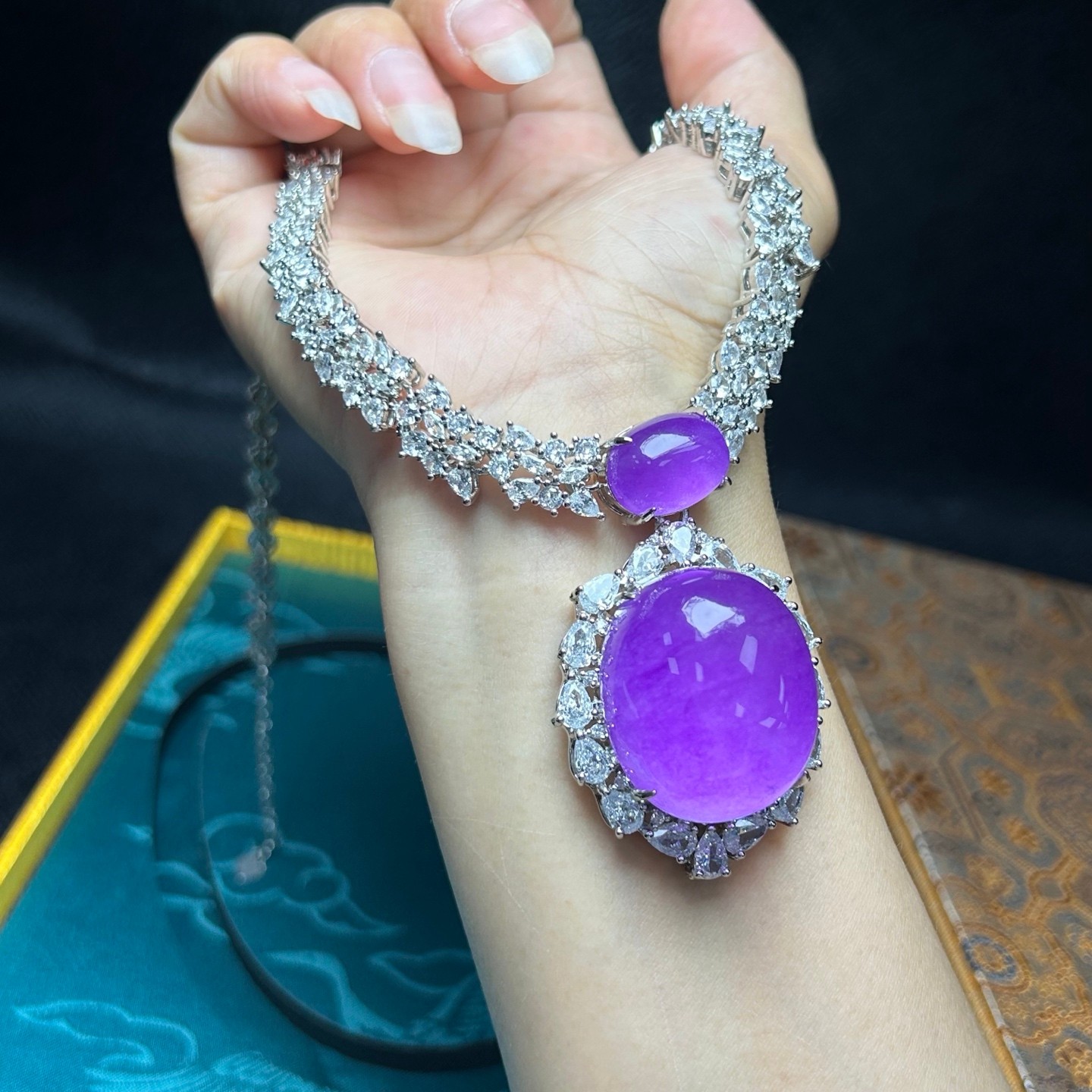 Real Natural Perfect High Ice Lavender Myanmar Jade Jadeite Pendant&Necklaces