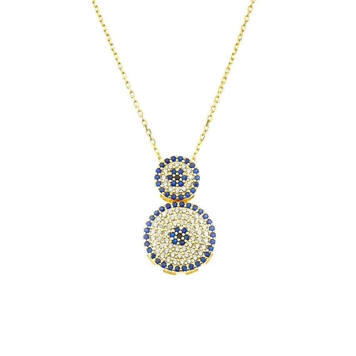2Ct Round Cut Blue Sapphire Cluster Pendant 14K Yellow Gold Over 18″ Free Chain