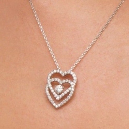 1/2 CT TW Diamond Interlocking Hearts Pendant 10K White Gold You Me US