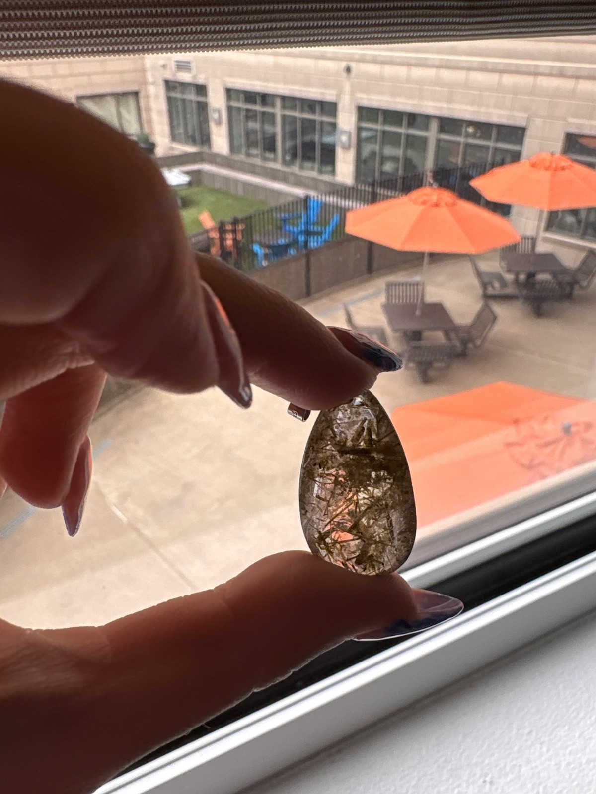 epidote in quartz pendant no chain