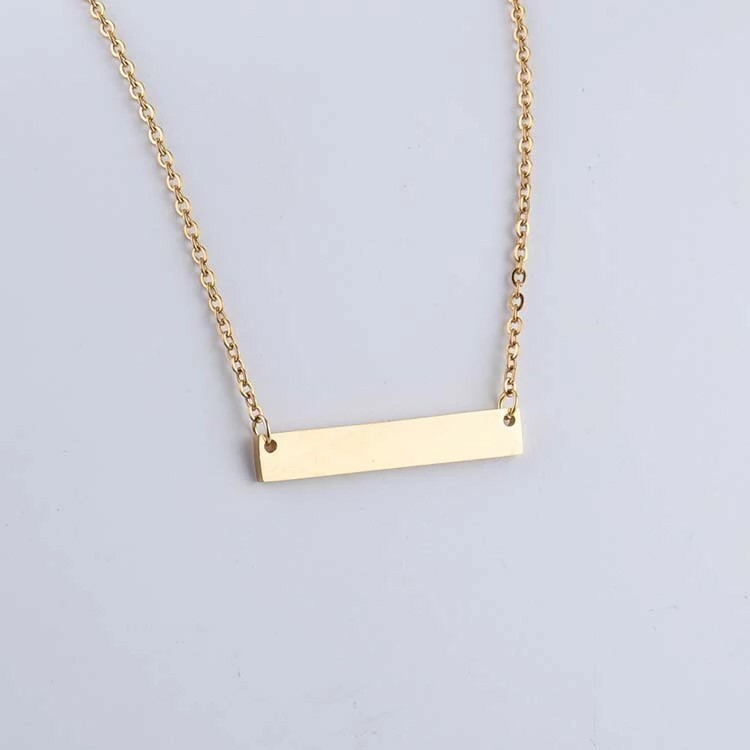 Personalized Engraved Bar Name necklace 18K Gold Plt women fashion gifts, Trendy