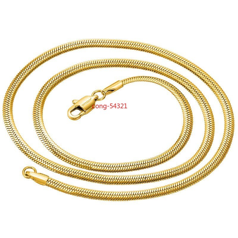 14K Solid Yellow Gold 3.5mm Flat Snake Chain Necklace 18″ 20″ 22″ 24″ Italy-