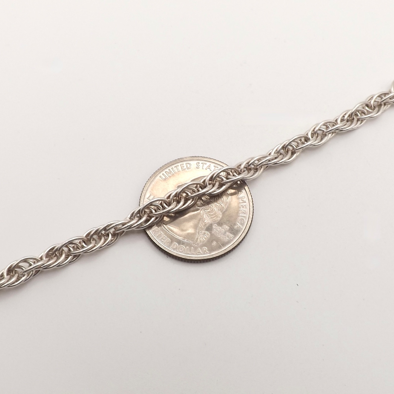 Sterling Silver Open Rope Link Chain Necklace Versatile Milor Italy 32in Long