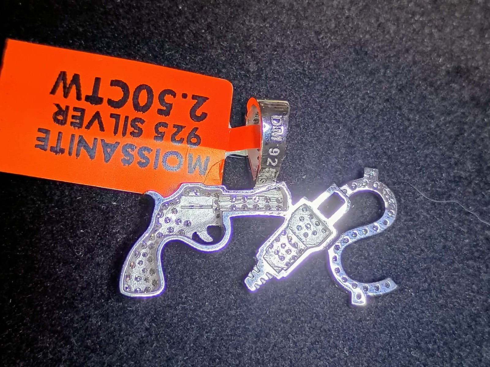 Real Moissanite 2.50Ctw Pendant Custom “Money Gun” Sterling Silver 925 Hustler