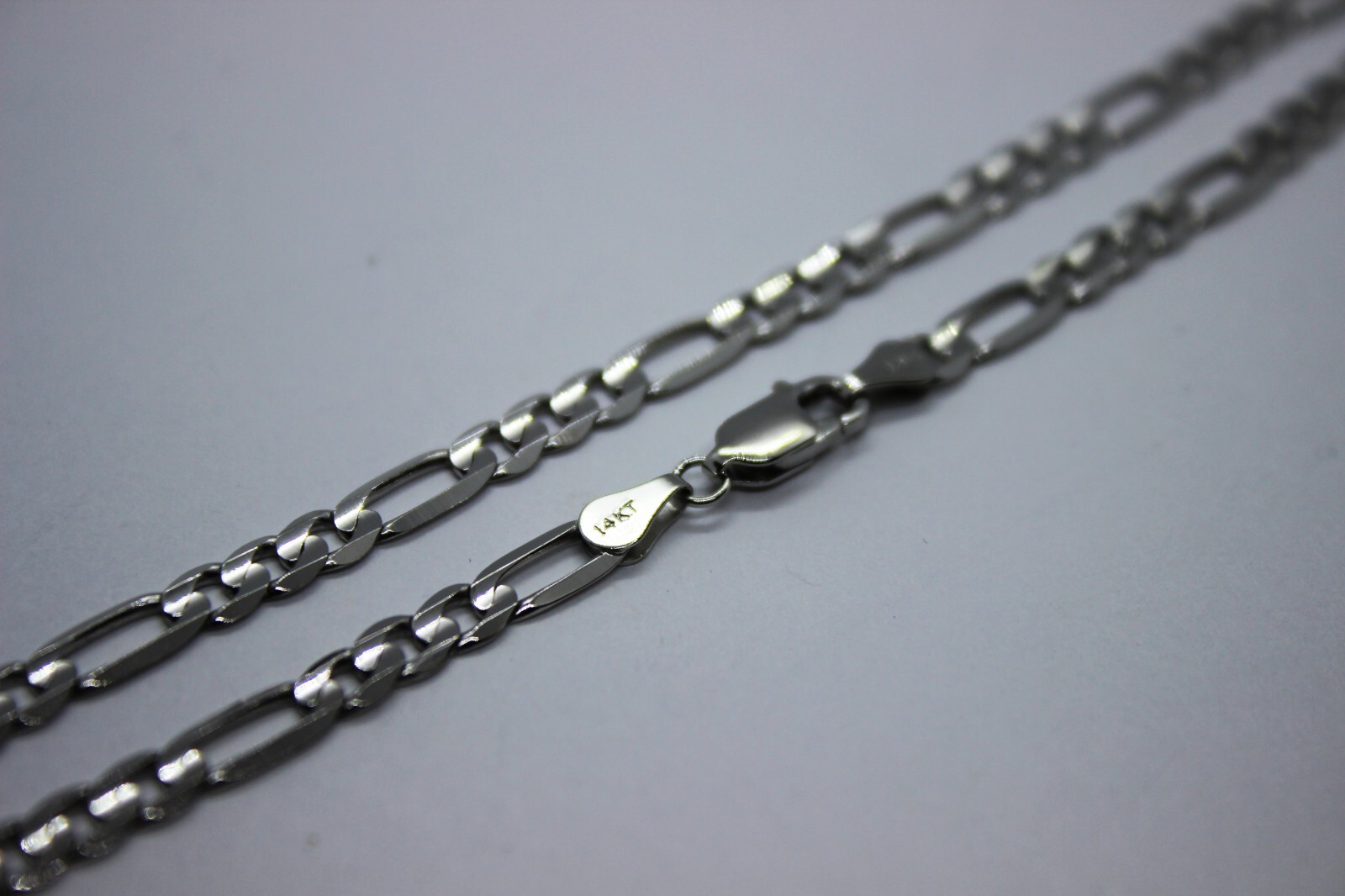 14k Solid White Gold Figaro Chain Necklace Bracelet 2.2mm – 6.2mm 7″ – 30″