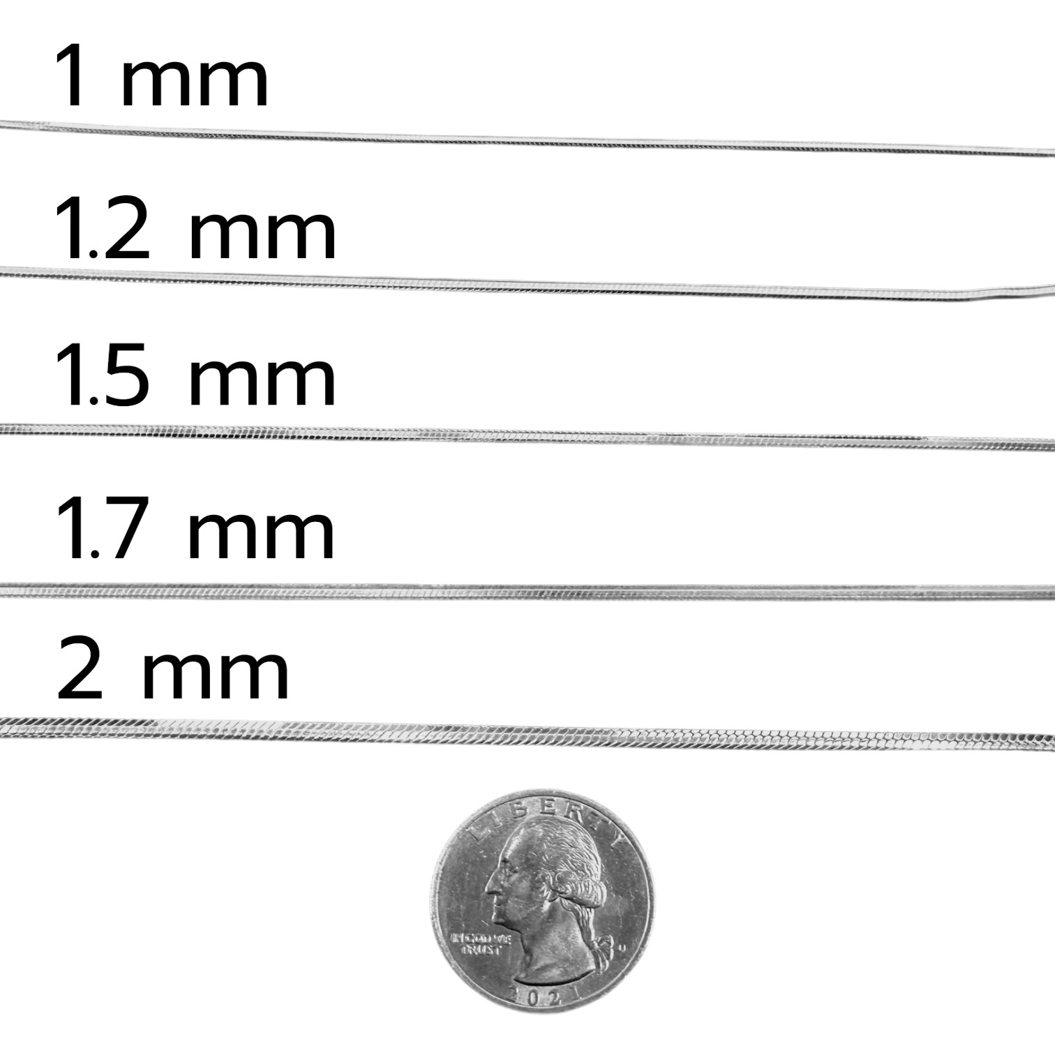 Sterling Silver Diamond Cut Snake Chain, 1.5mm All Lengths,16″,18″,20″22″,24″,30
