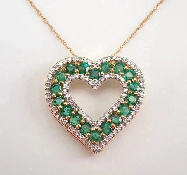 2Ct Round Cut Green Lab Created Women’s Heart Pendant 14K Yellow Gold Plated