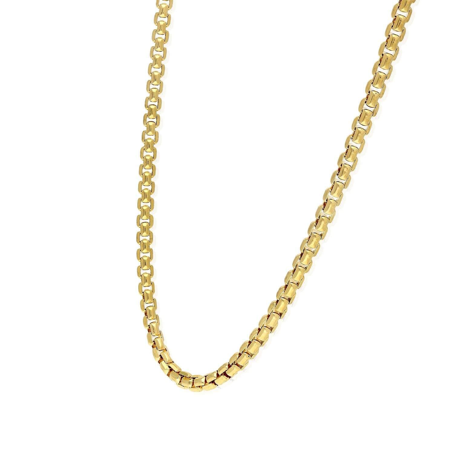 10K Yellow Gold 3.5mm Round Box Chain Necklace 20″-26″