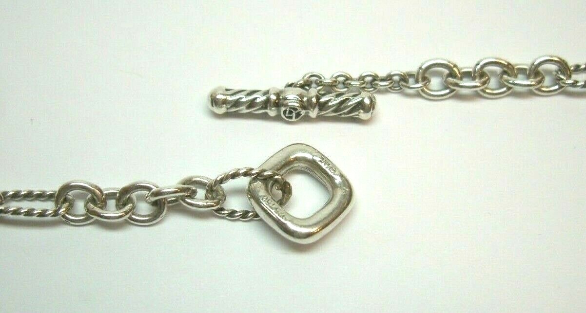 DAVID YURMAN FACETED ONYX STATION NECKLACE STERLING 925/18KYG 16.5″ TOGGLE CLASP