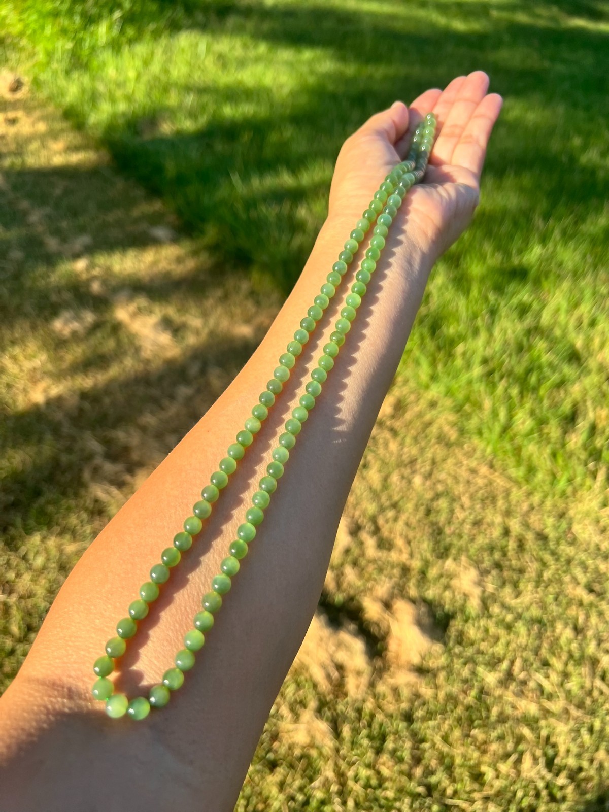 Cat’s-Eye 25″ Genuine Nephrite Jade 6mm Bead Necklace H408 b1