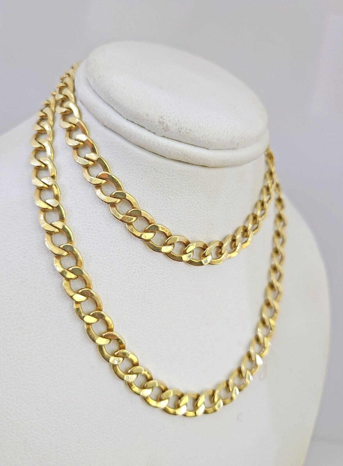 Real 14k Cuban Curb Link Chain 6mm Necklace 20″ Real Yellow Gold
