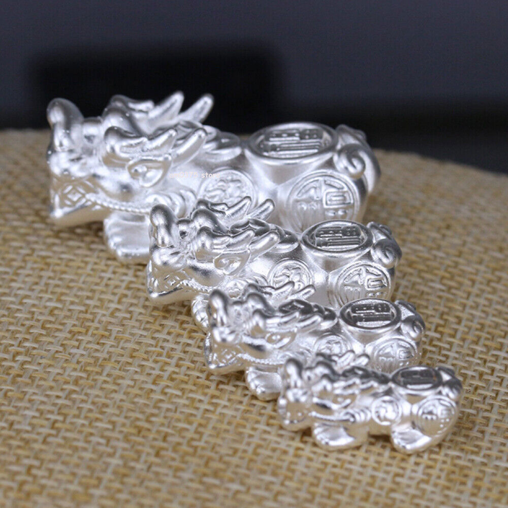 Pure 999 Fine Silver Pendant Coin Fu Blessing Dragon Son Pixiu Pendant DIY Bead