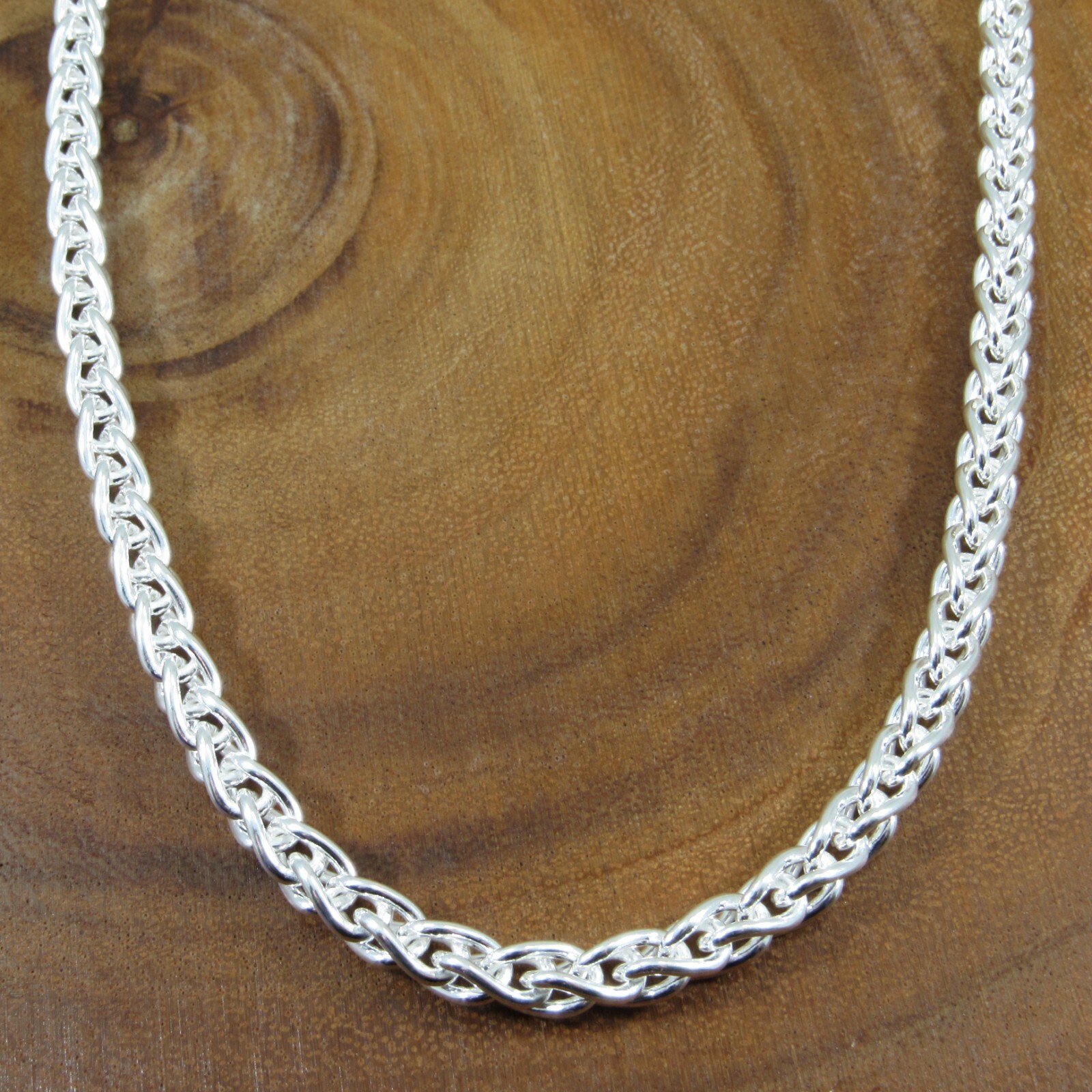6MM Thick Mens Solid 925 Sterling Silver Italian Spiga Wheat Chain Necklace
