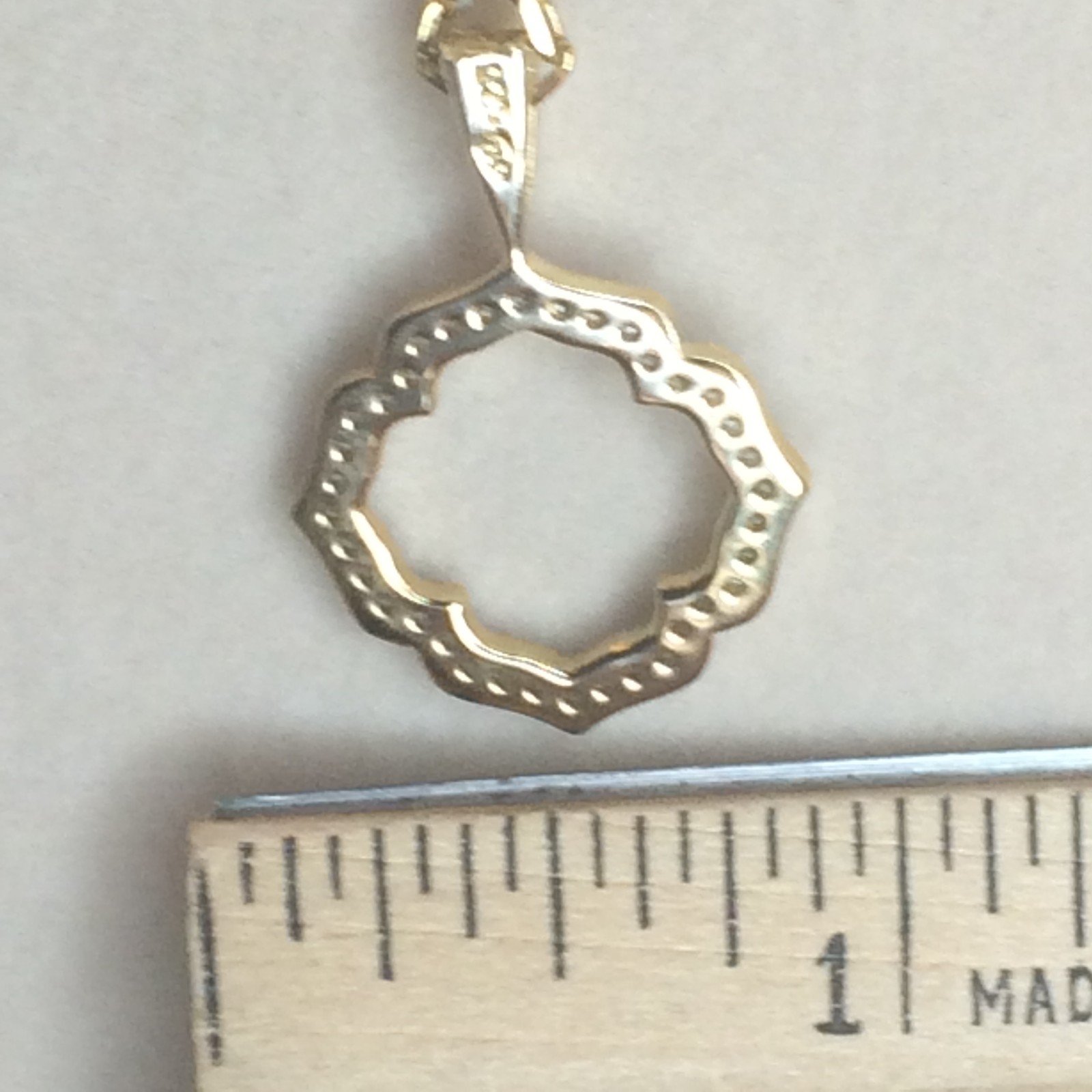 Diamond 0.20 round, sterling silver & 18K yellow gold slide pendant w chain NEW