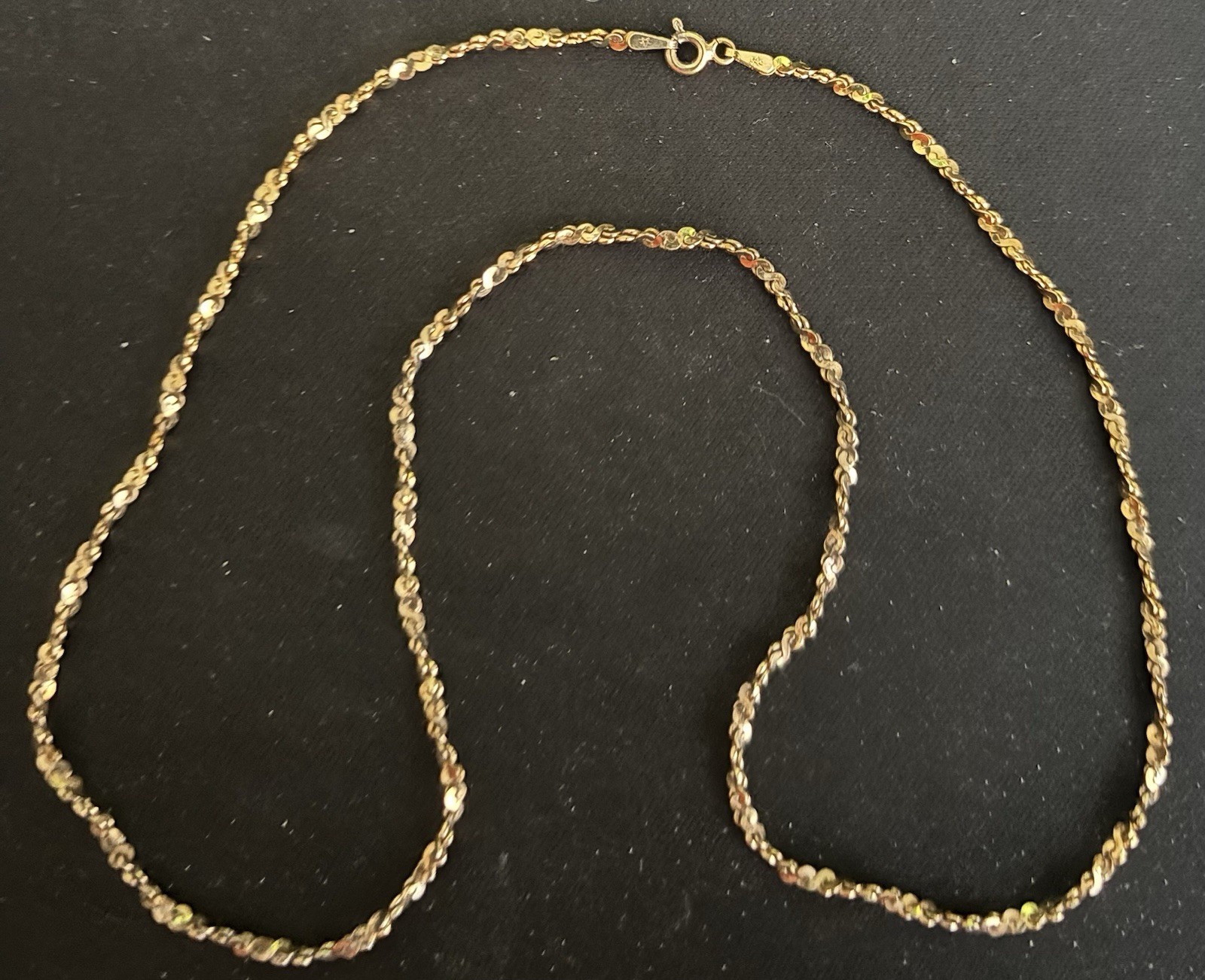 Sterling Silver Gold Tone Twisted S Link Necklace 20” Marked 925 8.7 Gr