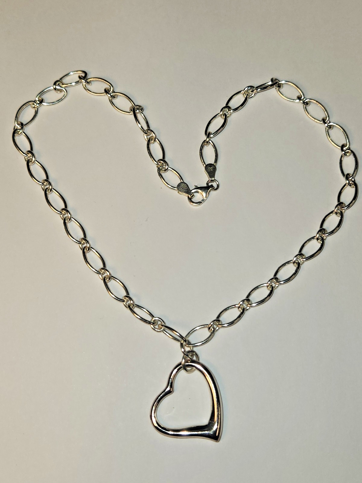 Silver Heart Pendant 16″ Chain 925 Italy 21g Silver