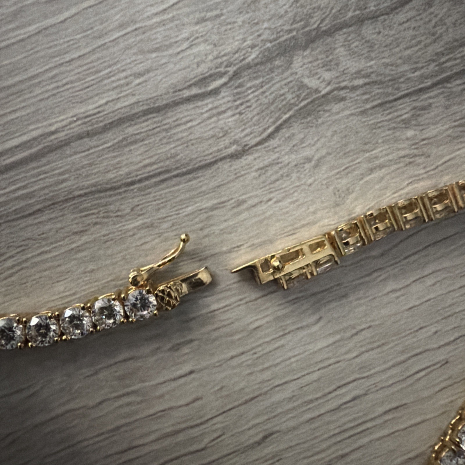 925 silver yellow gold lyer tennis chain necklace