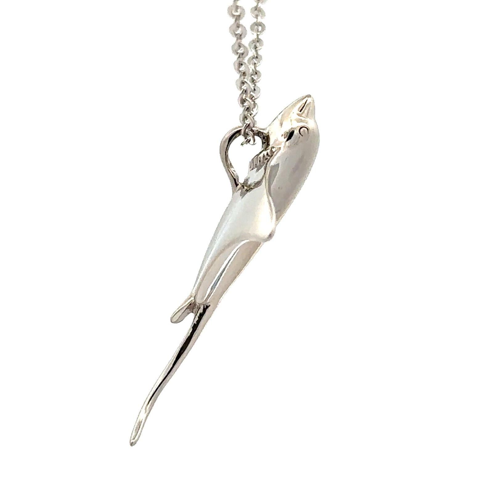 Sterling Silver Stingray Necklace With Created Opal (1 1/4 x 1 1/2 Inch)