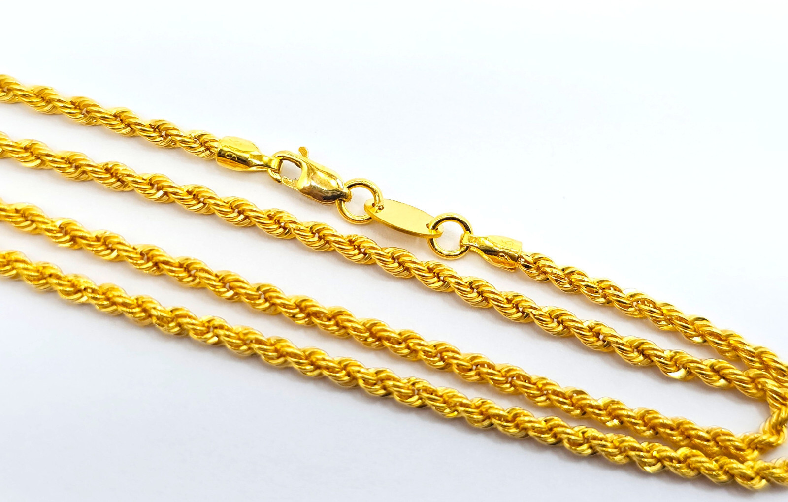 22K Gold Rope Chain Necklace Hollow 16.5 in Choker 2.15mm Genuine Hallmarked 916