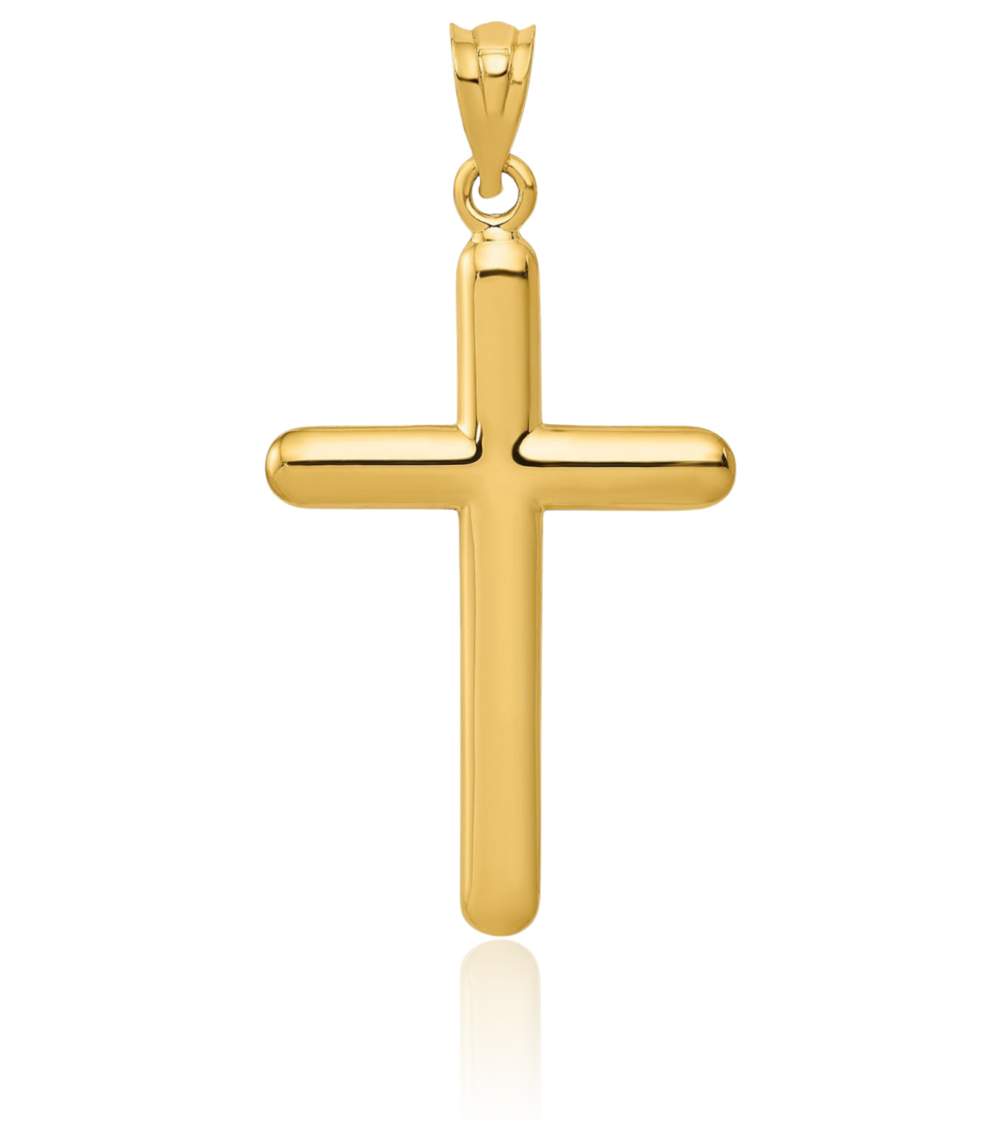 14K Solid Yellow Gold Extra Large Cross Pendant Necklace 39mm 1-1/2 inch