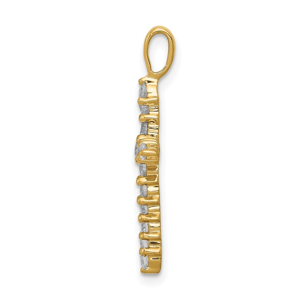 14k Yellow Gold 1/2 Ct Round Lab Grown Diamond VS/SI+ G+ Cross Charm Pendant