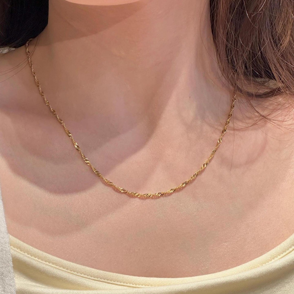 Au750 Solid 18K Solid Gold yellow Gold Necklace Women Gold Chain 46cm-