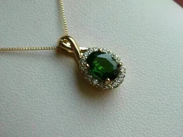 3Ct Oval Cut Lab Created Emerald & Diamond Halo Pendant 14K Yellow Gold Plated