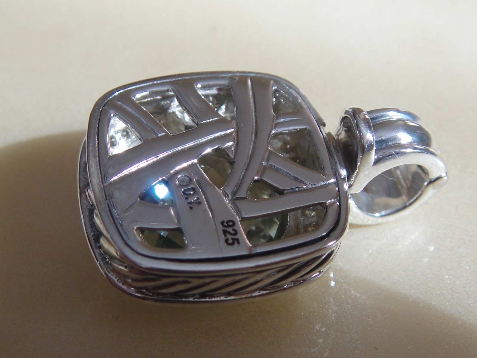 DAVID YURMAN SS ALBION PRASIOLITE ( SAGE ) DIAMOND ENHANCER