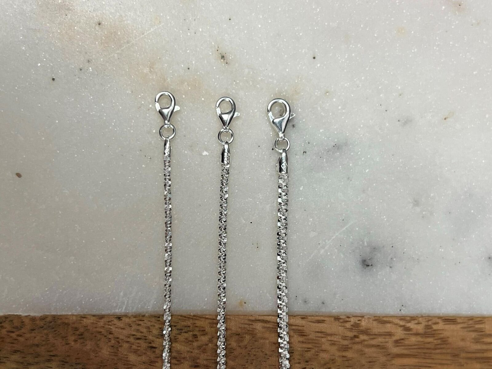 Real Solid 925 Sterling Silver Diamond Cut Sparkle Rope Chain Necklace 2mm-3mm