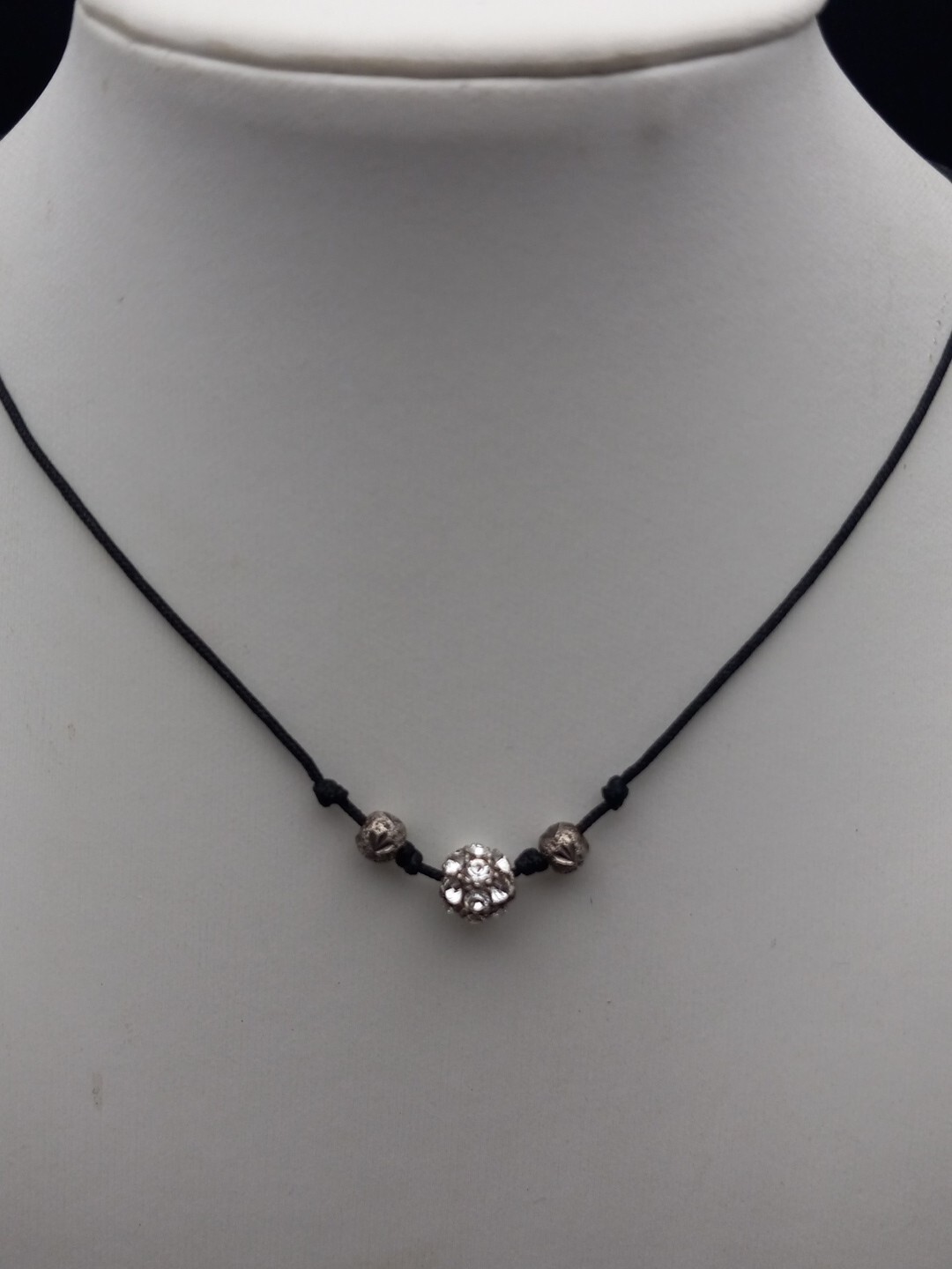 SILPADA 925 Sterling Silver Corded Clear Czs Dainty Ball Pendant Necklace