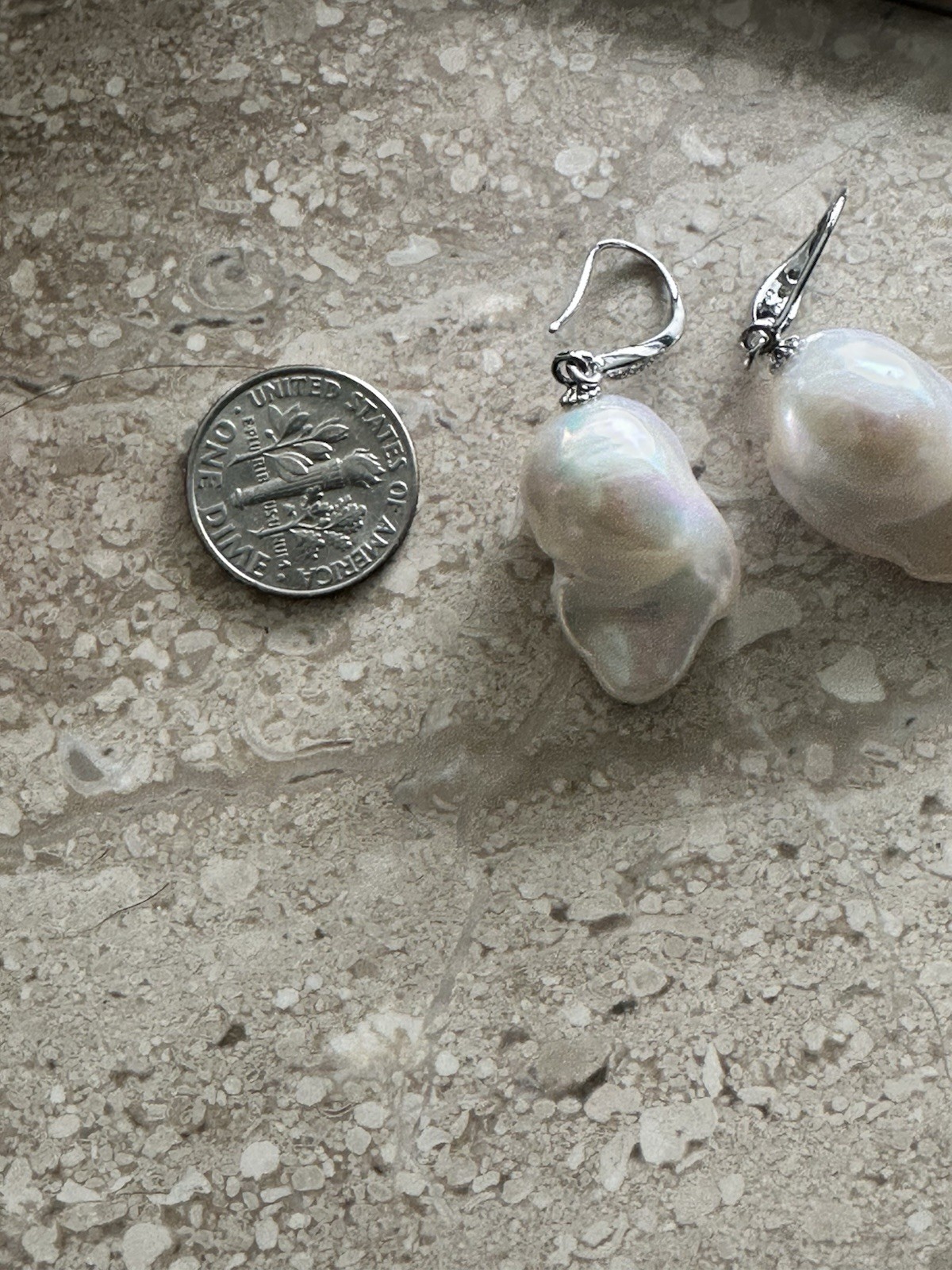 Natural White Baroque Freshwater Pearl Earrings Cultured Pearl Dangle Gift