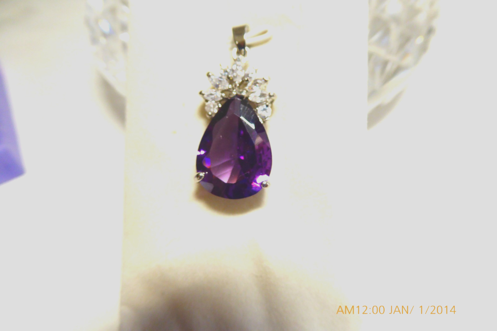 STERLING SILVER AMETHYST TEARDROP PENDANT
