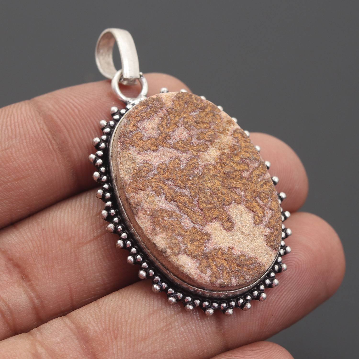 German Dendrite Gemstone 925 Sterling Silver Handmade Pendant Jewelry Gift For