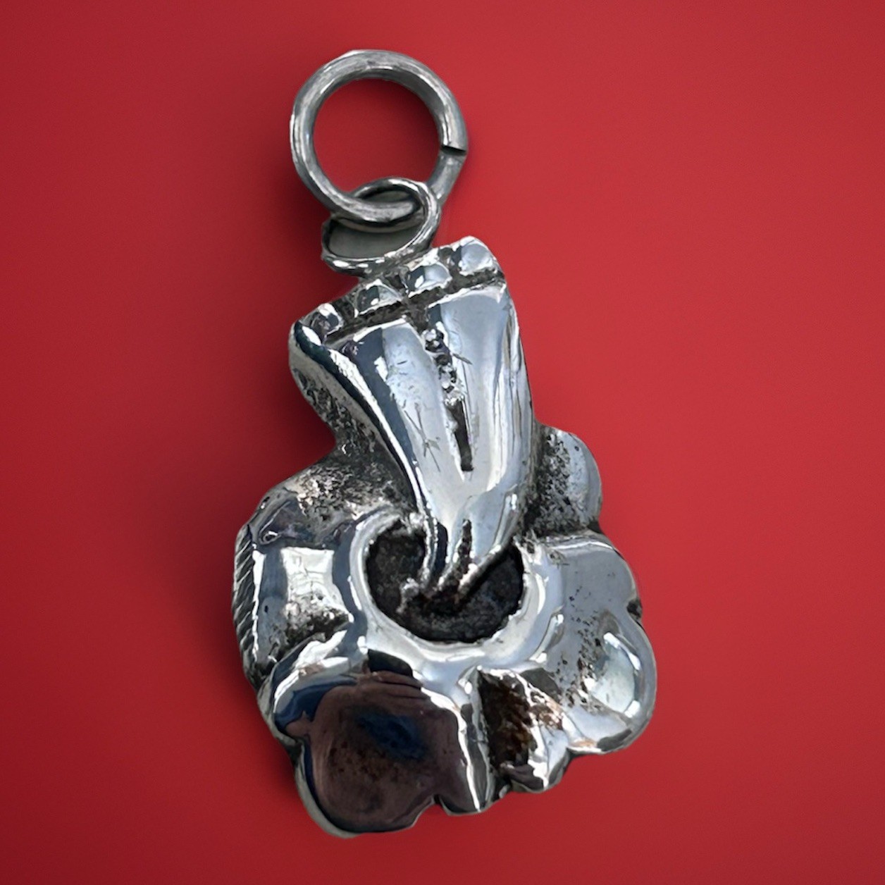 Vintage Sterling Silver Floral Pendant Possible Trollbeads , Buddhist 3.4 Grams