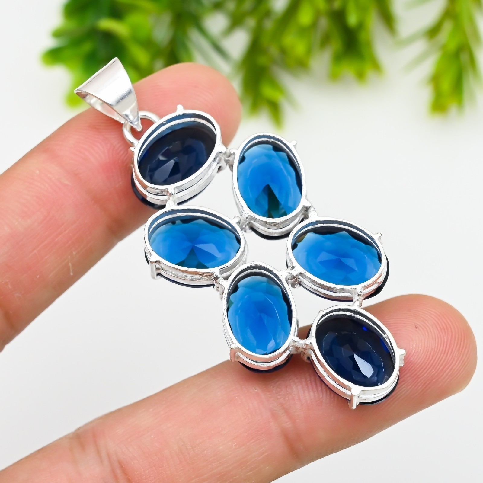 London Blue Topaz Gemstone 925 Sterling Silver Pendant
