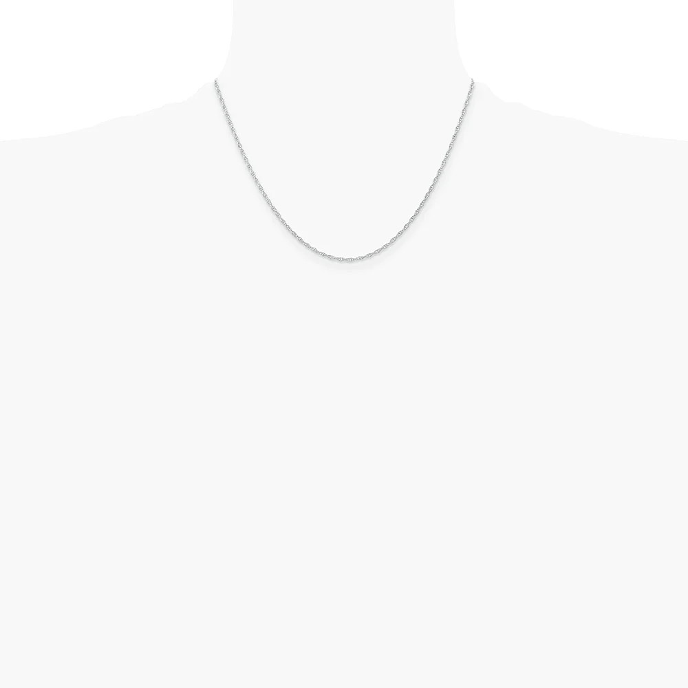 14K White Gold 1.35mm Carded Cable Rope Chain Necklace 16″-24″