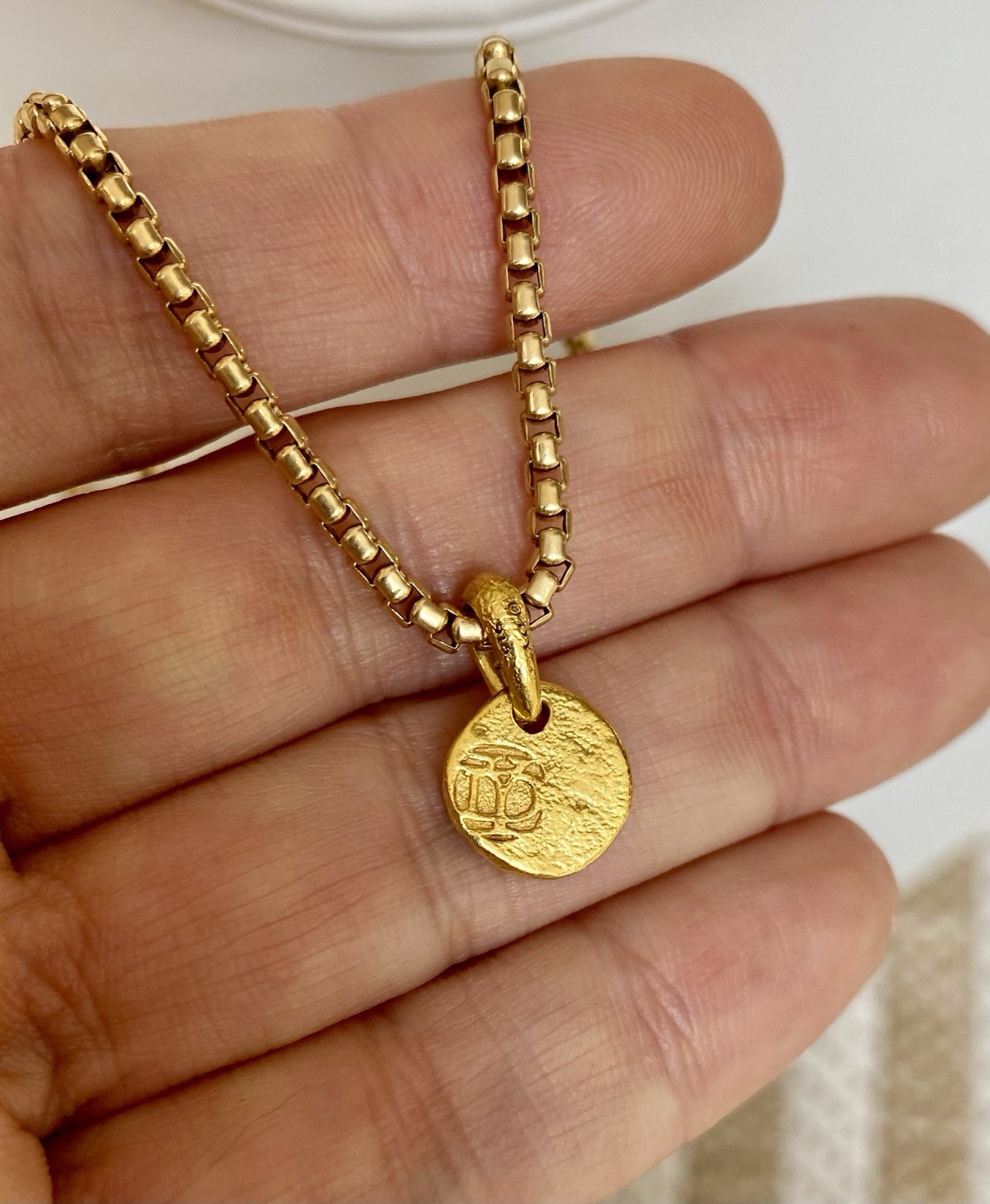 David Yurman 22K/18K Gold Shipwreck Pendant Necklace 2.7mm 24” Excellent $7000