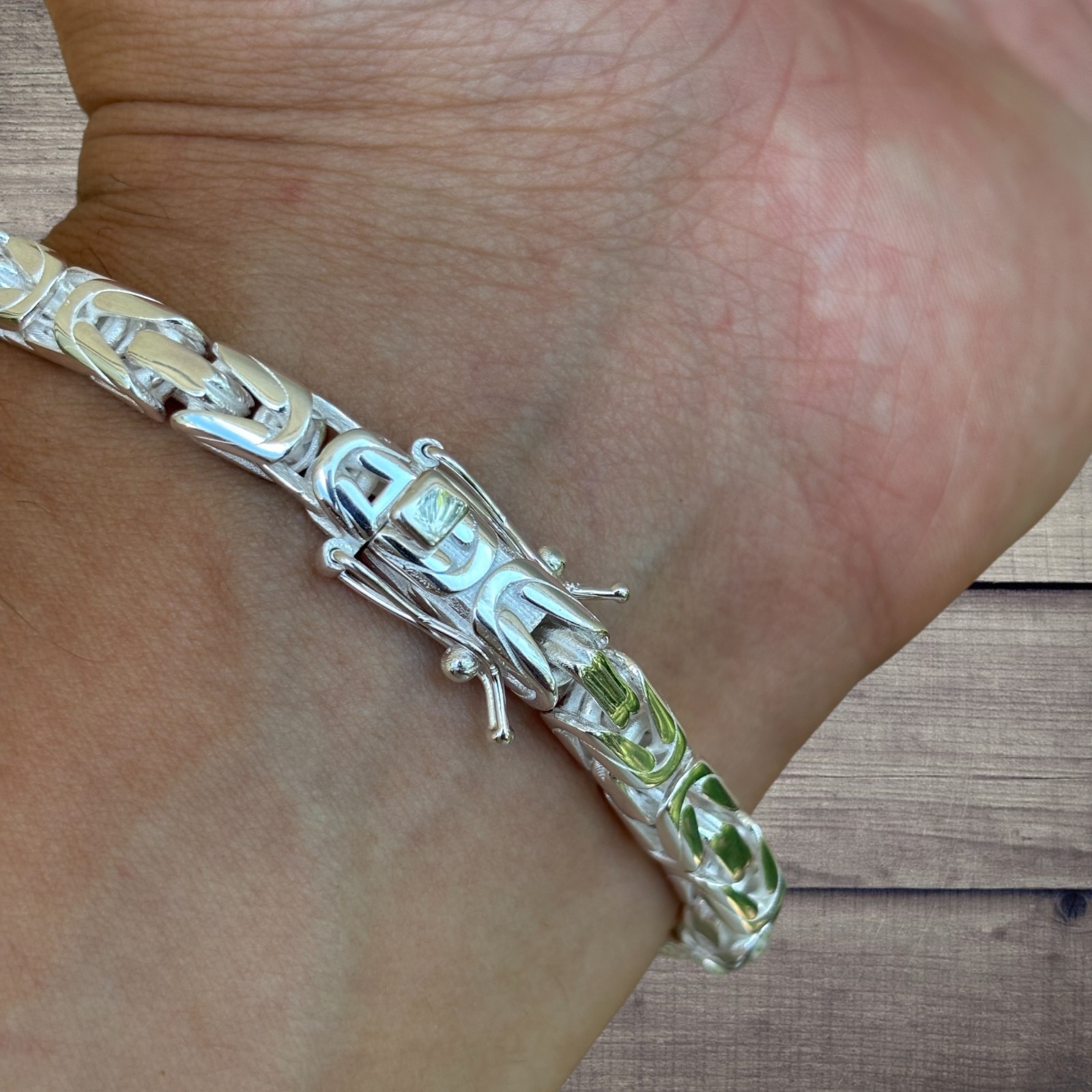 6mm Byzantine W. Box Clasp Bracelet – Solid 925 Sterling Silver MADE IN ITALY