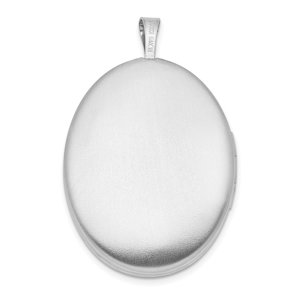 Sterling Silver Rhodium-plated 20mm LOVE TO THE MOON Diamond Oval Locket Pendant